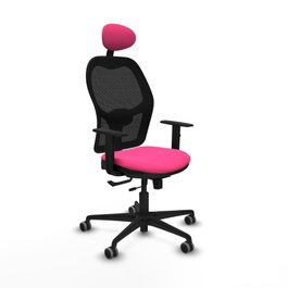 PIQUERAS Y CRESPO Silla de oficina Jorquera Rosa y Negro con mecanismo Sincro/Traslack