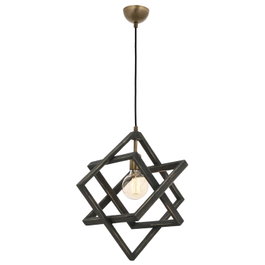 Opviq AV-1765-1G Lámpara de Araña Metal y Madera, Negro y Antiguo, 80 cm Alto, 30 cm Diámetro, E27