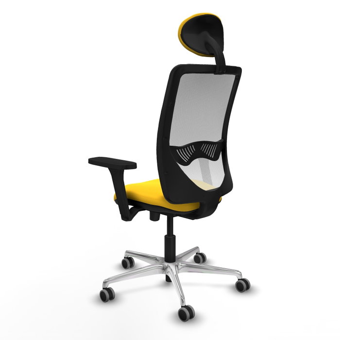 PIQUERAS Y CRESPO Silla de oficina Zulema con mecanismo Sincro/Traslack, Similpiel Amarillo y Malla Blanco PIQUERAS Y CRESPO Silla de oficina Zulema con mecanismo Sincro/Traslack, Similpiel Amarillo y Malla Blanco