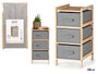 Kipit Estanteria Bambu Gris 3 Cajones 36x34x66 cm (Set de 2)