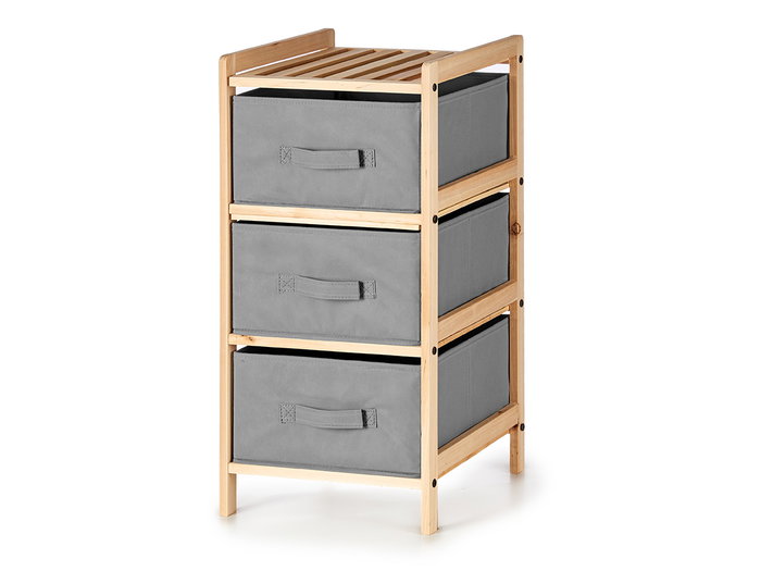 Kipit Estanteria Bambu Gris 3 Cajones 36x34x66 cm (Set de 2)