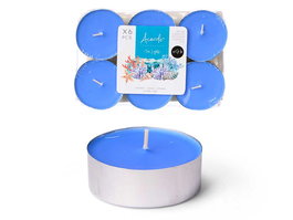 Acorde Set 6 Velas Tea Light Maxi 9h Oceano Azul 17.5x2.2x11.8 cm Cera y Aluminio (Set de 24)