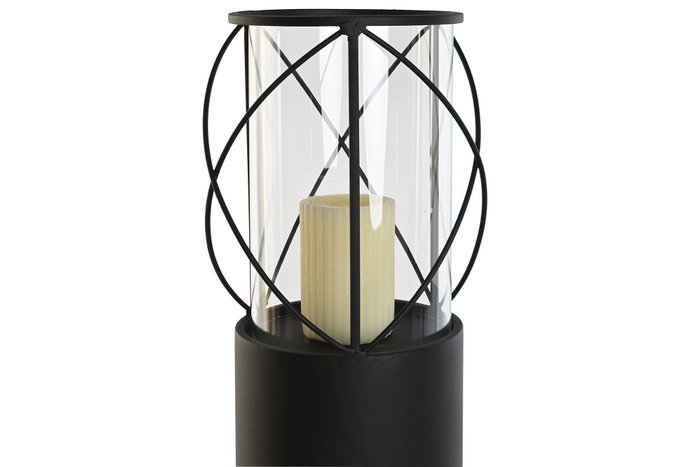 DKD Home Decor Portavelas 27 x 125 x 27 cm Set de 2 Metal Cristal Negro Loft DKD Home Decor Portavelas 27 x 125 x 27 cm Set de 2 Metal Cristal Negro Loft