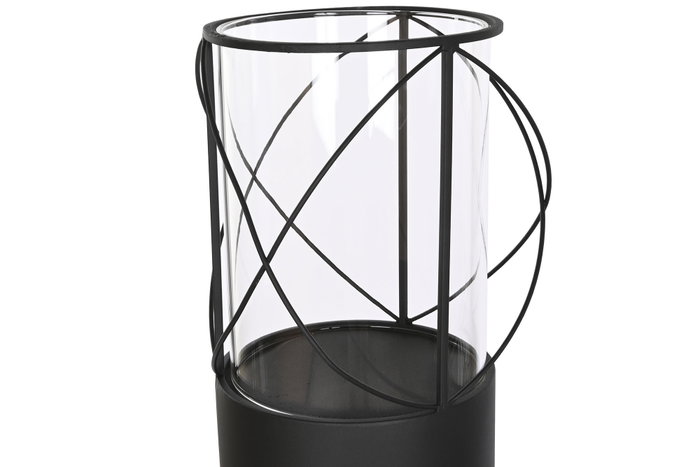 DKD Home Decor Portavelas 27 x 125 x 27 cm Set de 2 Metal Cristal Negro Loft DKD Home Decor Portavelas 27 x 125 x 27 cm Set de 2 Metal Cristal Negro Loft