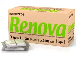 Renova Servilleta Mini Blanco 17x17 cm Plegado L Paquete 200 Unidades