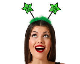 Diadema Feliz Cumpleaños de Estrellas Verdes para Fiestas, Celebración y Photocall - Accesorio Divertido para Niños y Adultos