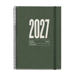 MIQUELRIUS Agenda Anual 2027 Recycled Espiral Tapa Dura Dark Green