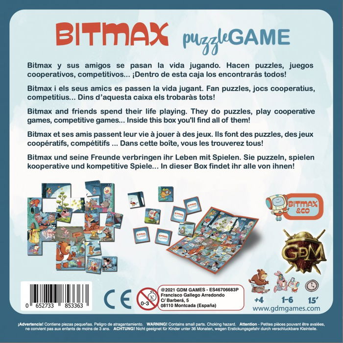 GDM Juego de Mesa Bitmax Puzzle Game - Puzzle y Juego de Memoria para 1-4 Jugadores (4+ años), con Referencias a Novela Gráfica Bitmas