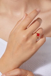 Heliophilia Silver CY9847 Anillo de Metal Dorado con Laca Talla Única Resistente al Deslustre