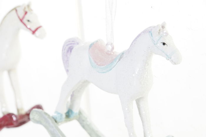 DKD Home Decor Decoración Colgante Navidad Tradicional Blanco Gris Resina 8 x 3 x 8.5 cm (6 Unidades)