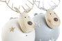 DKD Home Decor Figura Navidad Moderna Reno Metal Blanco Gris 7 x 9 x 7 cm
