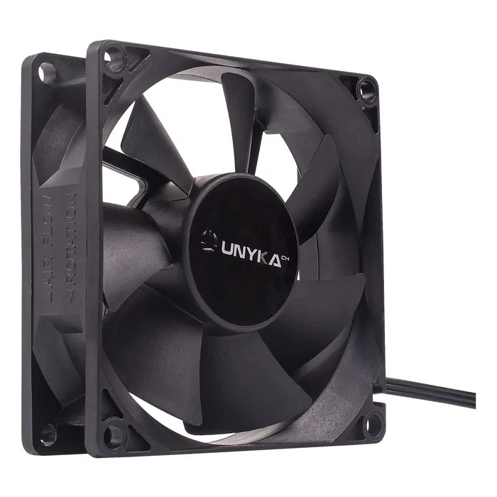 Unykach Ventilador 51786 para Caja PC - 8 cm (80x80x25 mm) - 2000 RPM - 19 dB - Negro - Sistema de Refrigeración con Conector 3 Pines