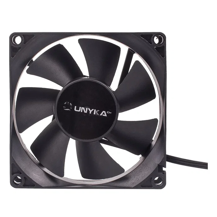 Unykach Ventilador 51786 para Caja PC - 8 cm (80x80x25 mm) - 2000 RPM - 19 dB - Negro - Sistema de Refrigeración con Conector 3 Pines