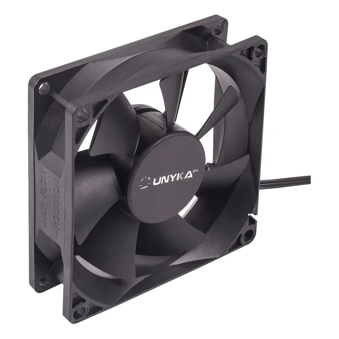 Unykach Ventilador 51786 para Caja PC - 8 cm (80x80x25 mm) - 2000 RPM - 19 dB - Negro - Sistema de Refrigeración con Conector 3 Pines