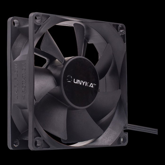 UNYKA Ventilador para PC 51786, 80 mm, 2000 RPM, 19 dB, Negro, Conexión 3 Pines, Refrigeración para Caja/Torre