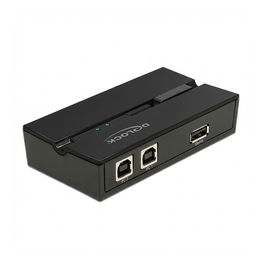 DeLOCK Interruptor o Switch USB 2.0 para 2 Ordenadores a 1 Dispositivo, Conmutador de 3 Puertos, 0.48 Gbit/s, Negro