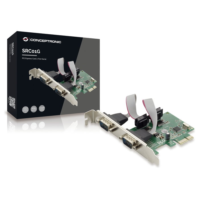 Conceptronic SRC01G Tarjeta PCIe con 2 Puertos Serie RS-232 Verde