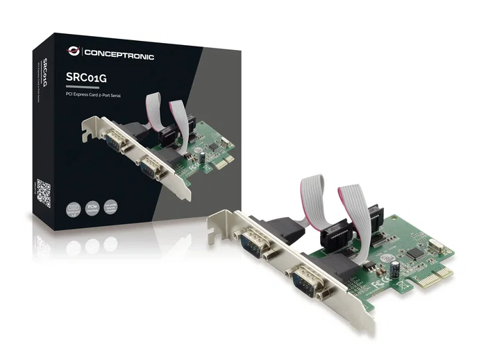 Conceptronic SRC01G Tarjeta PCIe con 2 Puertos Serie RS-232 Verde