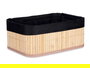 Kipit Set 3 Organizadores Bambú y Tela Negra Rectangular 31x12x21cm (Set de 4)