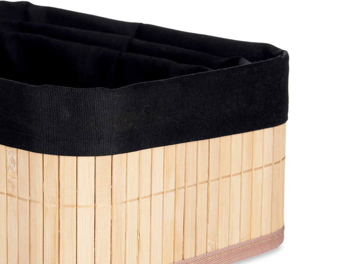 Kipit Set 3 Organizadores Bambú y Tela Negra Rectangular 31x12x21cm (Set de 4)