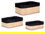 Kipit Set 3 Organizadores Bambú y Tela Negra Rectangular 31x12x21cm (Set de 4)