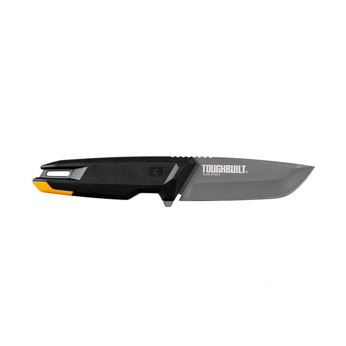 Toughbuilt Cuchillo Artesano con Funda, Hoja de Acero Inoxidable y Titanio 10.5 cm, Mango Ergonómico Antideslizante, Incluye Clip para Cinturón