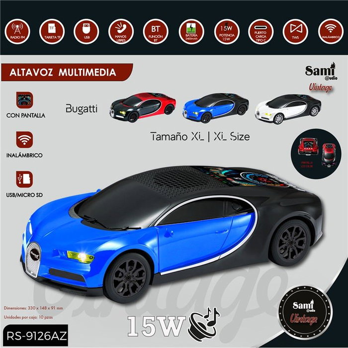 SAMI Altavoz Sami Vintage Bugatti Azul Multimedia 15W
