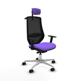 PIQUERAS Y CRESPO Silla de oficina Mardos con mecanismo Sincro/Traslack, Lila y Negro