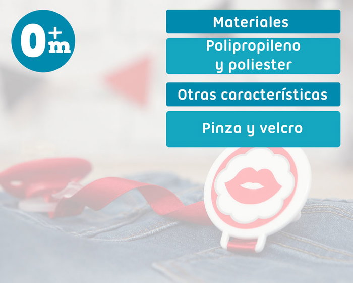 KioKids Sujetachupete Mr&Mrs Rojo para +6 meses con Pinza y Velcro