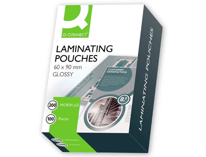 Q-connect Bolsa de Plastificar 90 x 60 mm 200 mc Carnet NIF Caja 100 Unidades
