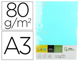 Liderpapel Papel Color Celeste DIN A3 80 g 500 Hojas