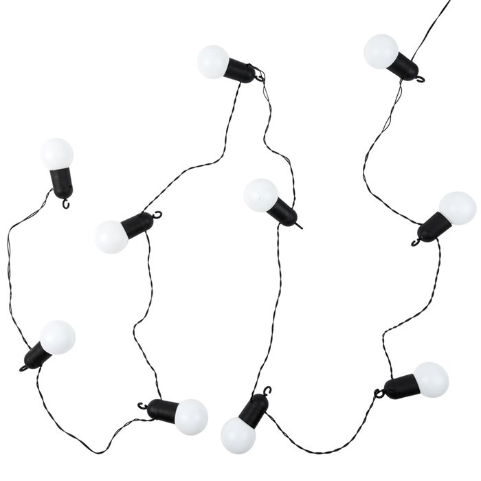 Home Deco Factory Guirnalda de Exterior e Interior LED 10 Bombillas 2,7m IP44, Cable 5m, Blanco Cálido, con Transformador