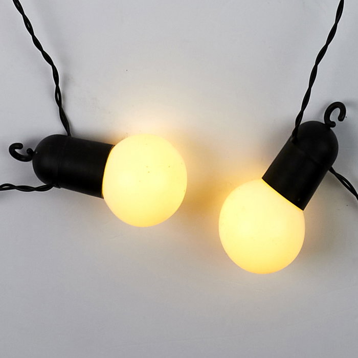 Home Deco Factory Guirnalda de Exterior e Interior LED 10 Bombillas 2,7m IP44, Cable 5m, Blanco Cálido, con Transformador