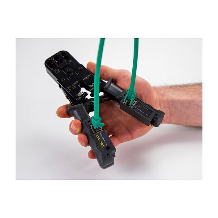 DeLOCK Pinza Crimpadora con Pelacables y Tester de Red para Conectores RJ45 (8P), RJ12/11/10 (6P/4P), RJ10 y 6P DEC, Herramienta Combinada