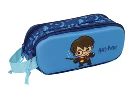 Safta Bolso Escolar Portatodo 3D Colección Harry Potter - Estuche con Doble Cremallera, Dimensiones 80x210x60 mm