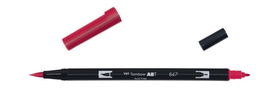 Tombow ABT-847 Rotulador Doble Punta Pincel Color Crimson Tinta Base Agua Rojo