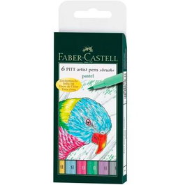 Faber Castell Pitt Artist Pen Brush Rotuladores Punta Pincel Colores Pastel Surtidos Estuche 6 Unidades