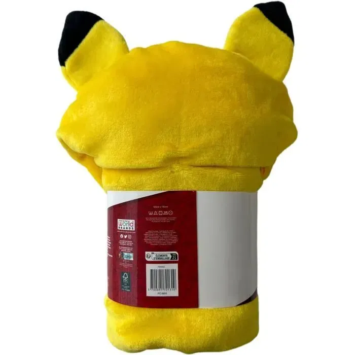 Pokemon Manta con capucha Pikachu 120 x 150 cm Ultra suave Diseño colorido