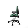 Silla de oficina Elche con mecanismo Asincro tapizada con Tela color Verde esmeralda. Equipada con Base piramidal negra, Brazos fijos y Ruedas 65mm nailon