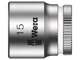 WERA Vaso de 6 ángulos HEX 15mm para mando de 1/4 pulgadas
