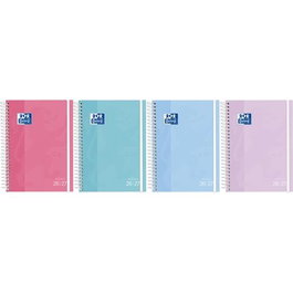 Oxford Agenda Escolar 2026-2027 T4º Sv Espiral Touch Pastel, Interior Nude Azul, Compatible SCRIBZEE, Castellano