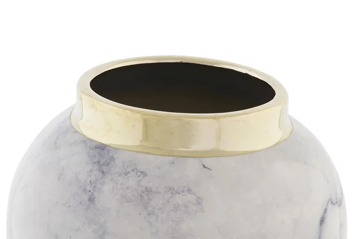 DKD Home Decor Tibor de Porcelana Símil Mármol 17x17x32 cm DKD Home Decor Tibor de Porcelana Símil Mármol 17x17x32 cm