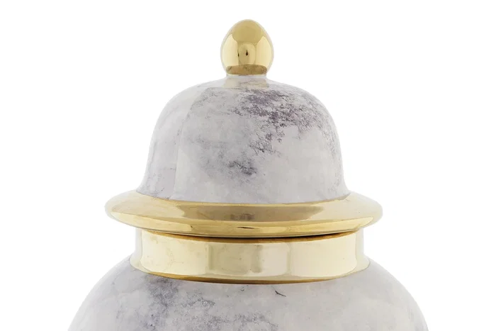 DKD Home Decor Tibor de Porcelana Símil Mármol 17x17x32 cm DKD Home Decor Tibor de Porcelana Símil Mármol 17x17x32 cm