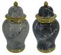 DKD Home Decor Tibor de Porcelana Símil Mármol 17x17x32 cm