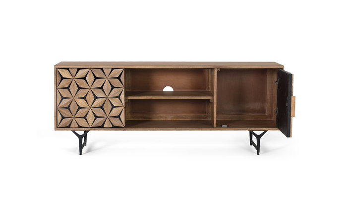 GINER Y COLOMER Mueble TV con 2 Puertas y 2 Estantes en Madera de Mango Natural