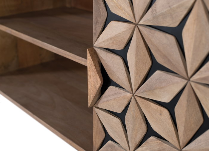 GINER Y COLOMER Mueble TV con 2 Puertas y 2 Estantes en Madera de Mango Natural