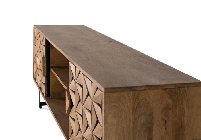 GINER Y COLOMER Mueble TV con 2 Puertas y 2 Estantes en Madera de Mango Natural