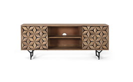 GINER Y COLOMER Mueble TV con 2 Puertas y 2 Estantes en Madera de Mango Natural