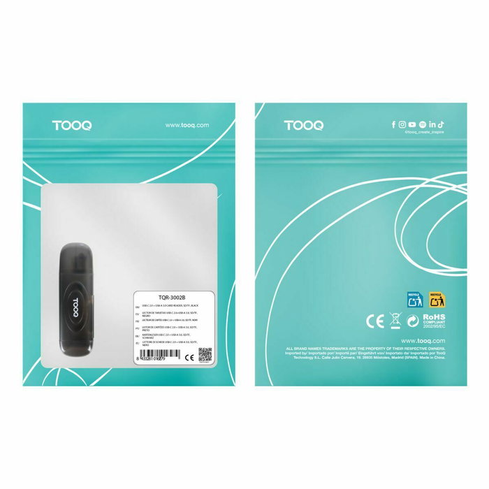 Tooq TQR-3002B Lector de Tarjetas 2 en 1 SD/TF Negro Tooq TQR-3002B Lector de Tarjetas 2 en 1 SD/TF Negro