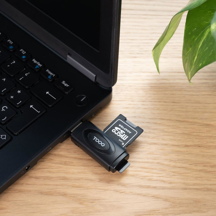 Tooq Lector Tarjetas USB-A 3.0 SD/TF Negro, Transferencia Rápida de Datos 5 Gbps, Compacto y Plug & Play